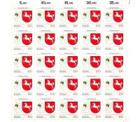  Alemanha Bundespost 1993/ folha om 25 selos novos com goma, sem marcas de charneira 15.722