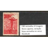 C80, Visita do Cardeal Pacelli (Pio XII) vermelho, 3ª tiragem novo com goma, variação faixa vermelha no verso, 20.110