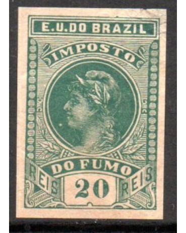 Imposto do Fumo 20 réis verde E.U. DO BRAZIL, perfeito 20.152