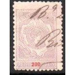 1892 Imposto do Sello, República Brazileira , valor em vermelho, 200 reis, circularam até 1913 , as assinaturas podem variar 20.194