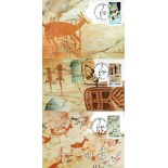 1985 Máximos Postais 113/115 Série  com 3 selos Pinturas Rupestres 24.196