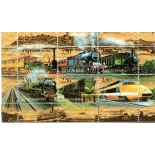 Iugoslávia, Cartela locomotiva com seis selos mint 25.187