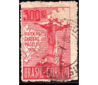 1934 C80 -300 réis Visita do Cardeal Pacelli (Pio XII) 3ª Tiragem 3ª Coluna 25.502 Carimbado