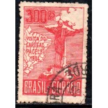 1934 C80 - C80 - 300 réis Visita do Cardeal Pacelli (Pio XII) 3ª Tiragem 3ª Coluna 25.505 Carimbado