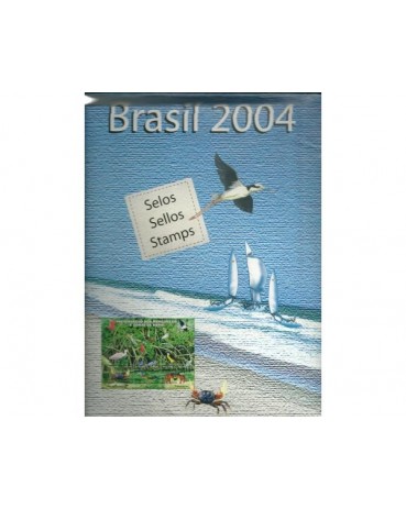 2004  Coleção anual de selos correios ( 37 comemorativos,02 blocos,05 regulares) 189 (4LP50,00)