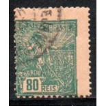 R179 Vovó "Trigo"  Verde 80 réis 28.095Deslocamento Acima e na Direita - Carimbado