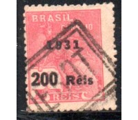 R348 Vovó Sobrecarga Preta 200 Reis 1931 - 28.123 Carimbo Mudo