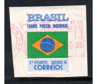 r695 Bandeira Nacional 3 Autoadesivo 28.130 Carimbo vermelho sobre o selo 