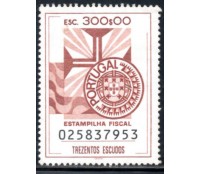 0014 Estampilha Fiscal - 300 Escudos - mint 31.066