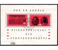 1966 Bloco 20 Cinquentenário da Conferencia do Grupo Spartakuss  31.219 Novo - Carimbado leve dobra num canto