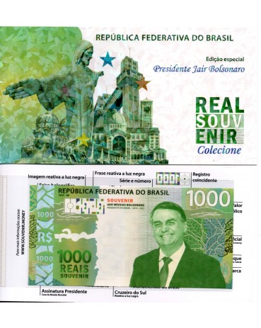 Folder Souvenir com a cédula do Presidente Jair Messias Bolsonaro 31.291