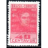 1945 C204 C Filigrana "M" 150 Anos do Nasc. de Francisco Manoel da Silva, Autor do Hino Nacional,31.465 Usado