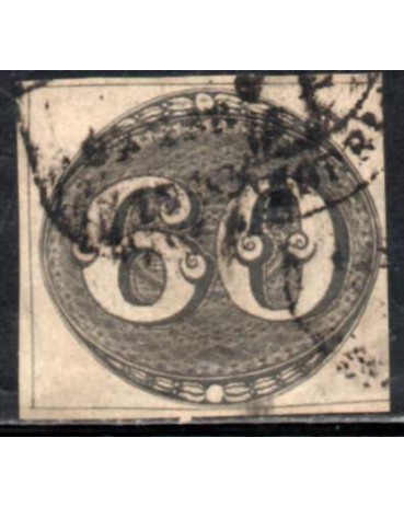 Olho-de-Boi 60 réis carimbado COM CERTIFICADO DE AUTNTICIDADE 27.917-A