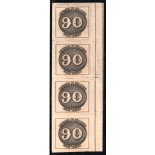 C182 CENTENÁRIO DO SELO BRASILEIRO 1943  TIRA NA VERICAL COM 4 SELOS OVO31.765