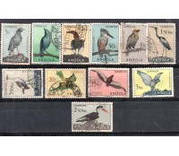 1951 Conjunto com 11 selos aves carimbados 31.801