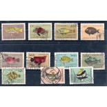 1940 Moçambique 11 selos peixes 31.809 carimbados