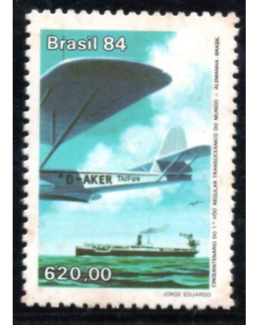 C1400 Cinquentenário do n1º Voo Regular Transoceânico do Mundo Navio/Avião - Alemanha-Brasil 31.988 Mint