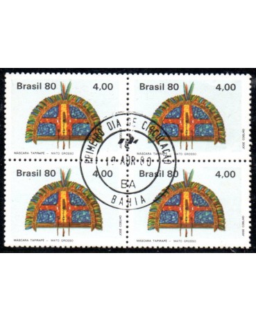 1980 C1138 Arte Indígena "Máscara Tupirapé"  Carimbo Primeiro dia - Bahia 28.996