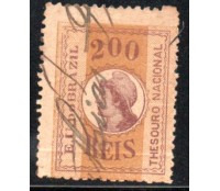 Thesouro Nacional E. U. do BRAZIL 200 réis obliteração manuscrita 35.577 margem maior na esquerda.