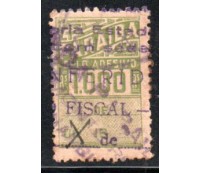 Imposto fiscal, selo adesivo verde carimbado, 1.000 rs.35.584