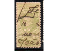 Imposto do Selo 1000 réis Verde 35.595 obliterado manualmente
