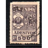 Imposto do Selo Adesivo, roxo, sem picote 500 réis 35.608