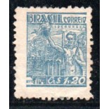 R486  Netinha azul, Siderurgia 1947 Crs 1,20 com traços verde  35.638 sem goma e sem marca de charneira e sem oxidação - novo