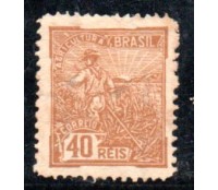 1922 R218  Vovó 40 reis Agricultura ocre, Filigrana F 35.640 novo com marca de charneira