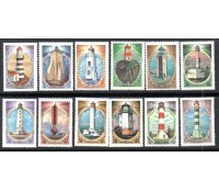 Rússia 12 selos tema faróis 35.662 Mint