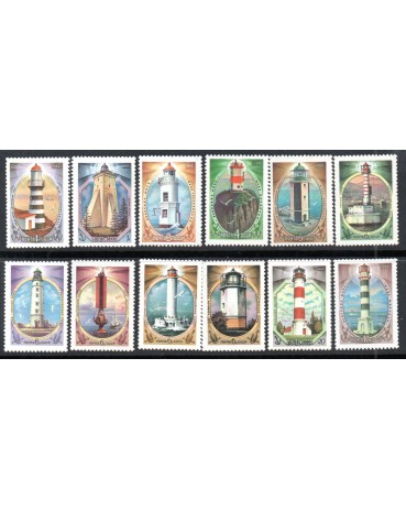 Rússia 12 selos tema faróis 35.662 Mint