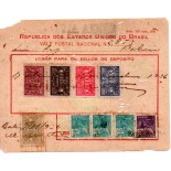 Vale postal 2853 de 9/11/1936 com 5 selos depósito e 4 regulares 35.701 observe cortes nos cantos
