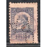 Selo Fiscal Thesouro Nacional  20$000 rs - 35.734  PERFINS - RARIDADE
