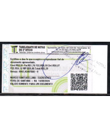 Tabelionato de Notas do 3º Ofício em Feira de Santana - Bahia 35.770