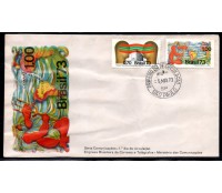 Fdc017/1973 Prédio das comunicações e Cabo Submarino 35.793 Apresenta sinal de leves dobras, uma peça bastante deifícil, valor pelo catálogo R$50,00