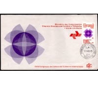 Fdc018/1973 XXIV Congresso da Câmara de Comércio Intrednacional no Rio de Janeiro 35.799 Carimbos BA ou SP cotação pelo catálogo R$50,00