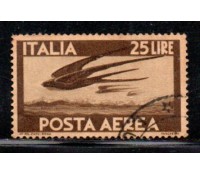 Itália 1947 Aéreo 25 Liras 36.916 Carimbado