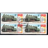 Locomotivas Rússia 1986 Quadra Carimbo Comemorativo 37.253