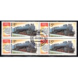 Locomotivas Rússia 1986 Quadra Carimbo Comemorativo 37.254