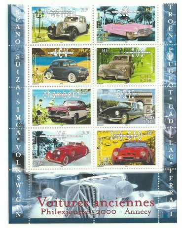 AUTMÓVEIS FRANÇA -  AUTOMÓVEIS ANTIGOS, ANO 2000 MINT  7788