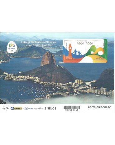 B183 ENTREGA DA BANDEIRA OLÍMPICA RIO 2016, MINT  9906