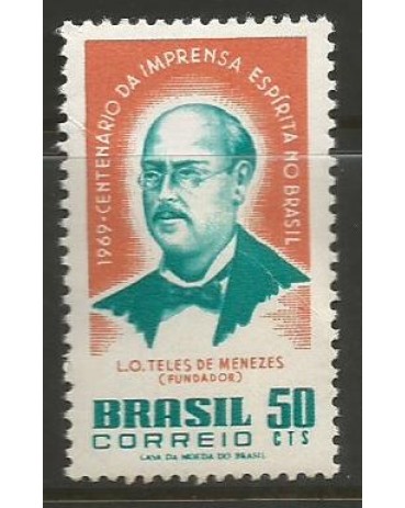 C640 CENTENÁRIO DA IMPRENSA ESPÍRITA NO BRASIL  1969  MINT 10.071