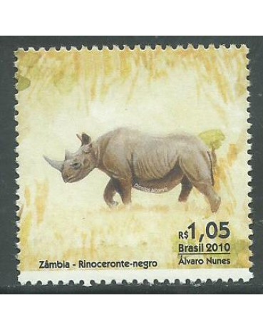 C3057 RELAÇÕES DIPLOMÁTICAS ZÂMBIA - RINOCERONTE  2010 - 11.096 Mint
