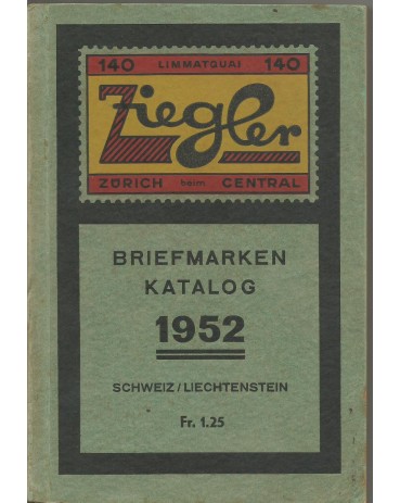 Suíça 1952 CATÁLOGO  "ZIEGLER" 1952  USADO, EM ÓTIMO ESTADO  11.492