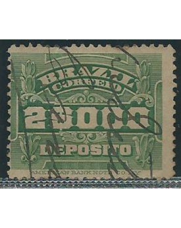 D-05 DEPÓSITO CIFRA HORIZONTAL 2$000 RÉIS, VERDE 11.716 CARIMBADO