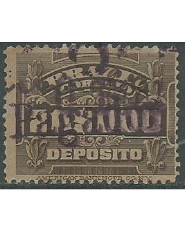 D-08 DEPÓSITO CIFRA HORIZONTAL 20$000 RÉIS PARDO 11.721 CARIMBADO