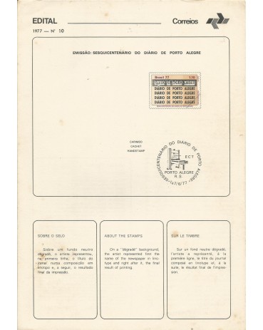 1977 Edital 10 Sesquicentenário do Diário de Porto Alegre 12.268a