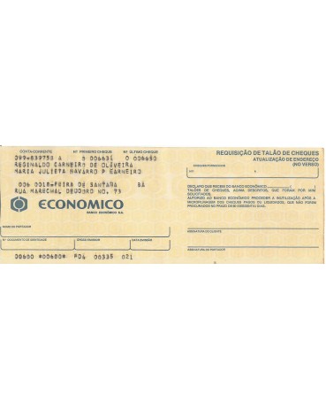 Banco Econômico S/A  Agencia de Feira de Santana - Bahia 12.298a