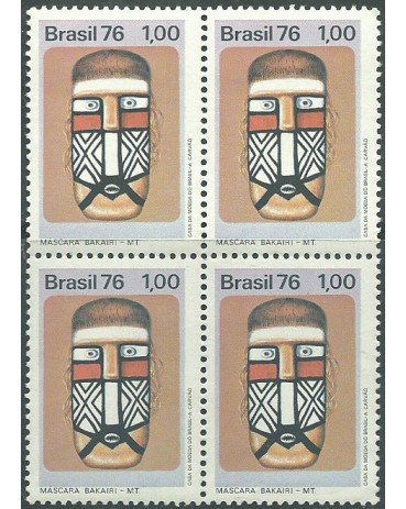 1976 C928 Preservação da Cultua Indígena  - Máscara  Bakairi - MT  Mint  12.248