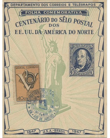 Folhinha Autorizada Nº06 Centenário do Selo dos  EUA (17.5.1947)  12.293a
