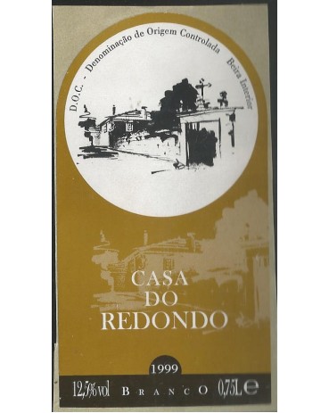 Rótulo Adesivo de Vinho Branco 1999 Casa do Redondo, Trancoso, Portugal 12.657